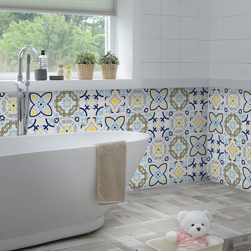 60PCS Diagonal Tile Floor Sticker Self-adhesive Wall Ground Cabinets Decals Home Decor DIY Tile Stic
