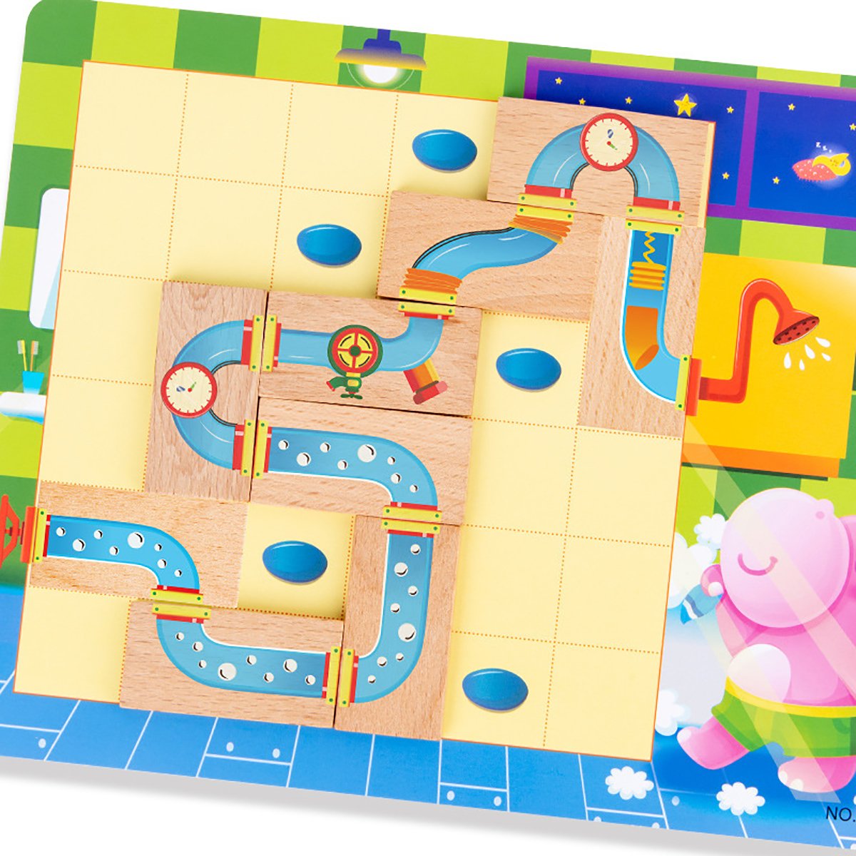 Educational Wood Toys Brain Teasers Little Hippo Bath Puzzle Toys for Toddler Little Kids