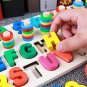 Wooden Math Puzzle Toys Numbers Mathematical Geometry Learning Kid Hand-Eye Coordination Educational