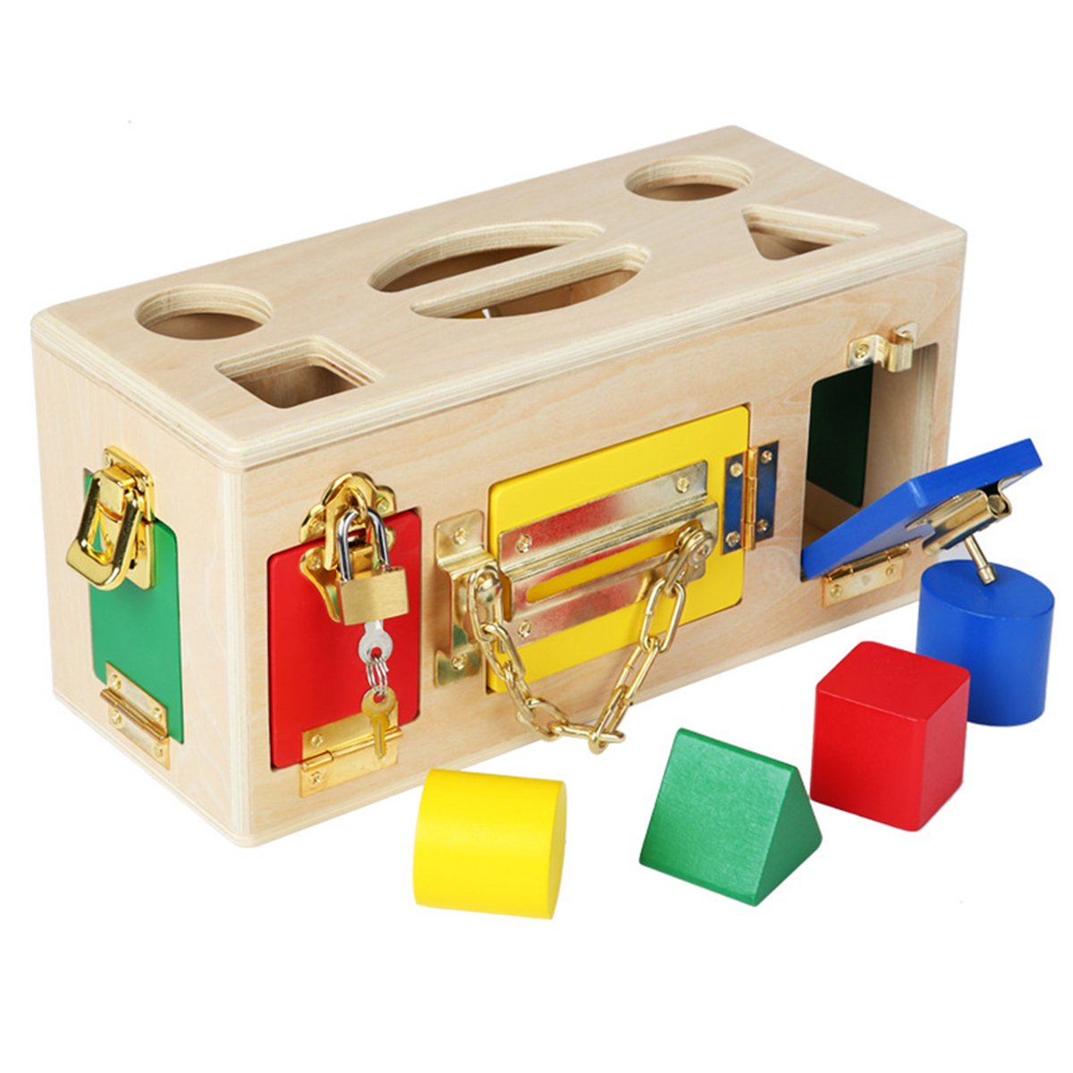 Wooden Montessori Lock Latch Box Toy for Children Kids Early Education Toys Gift