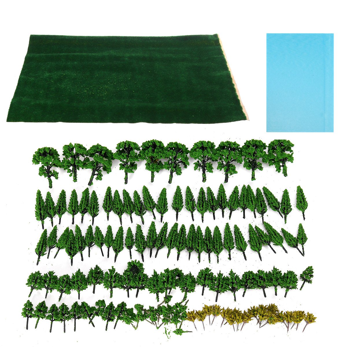 132Pcs Sand Table Model Tree Building Landscape Poplar Trees DIY Scene Train Railway