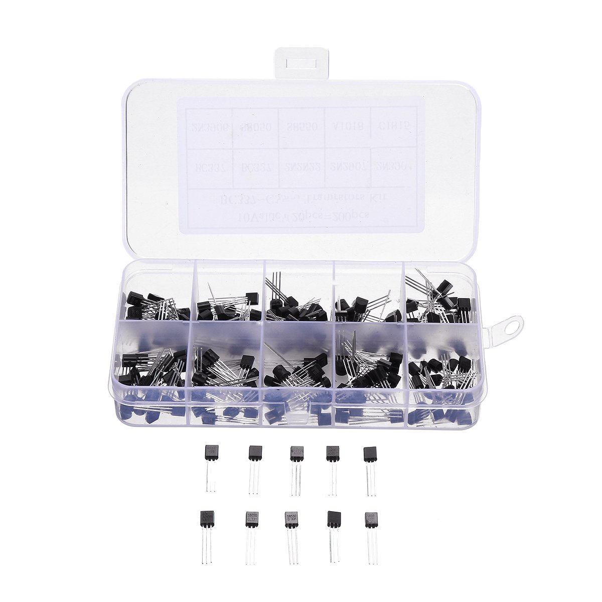 200Pcs TO-92-3 In-line Transistor Box NPN TO-92 PNP BC337 2N2222 XSR Transistors Kit