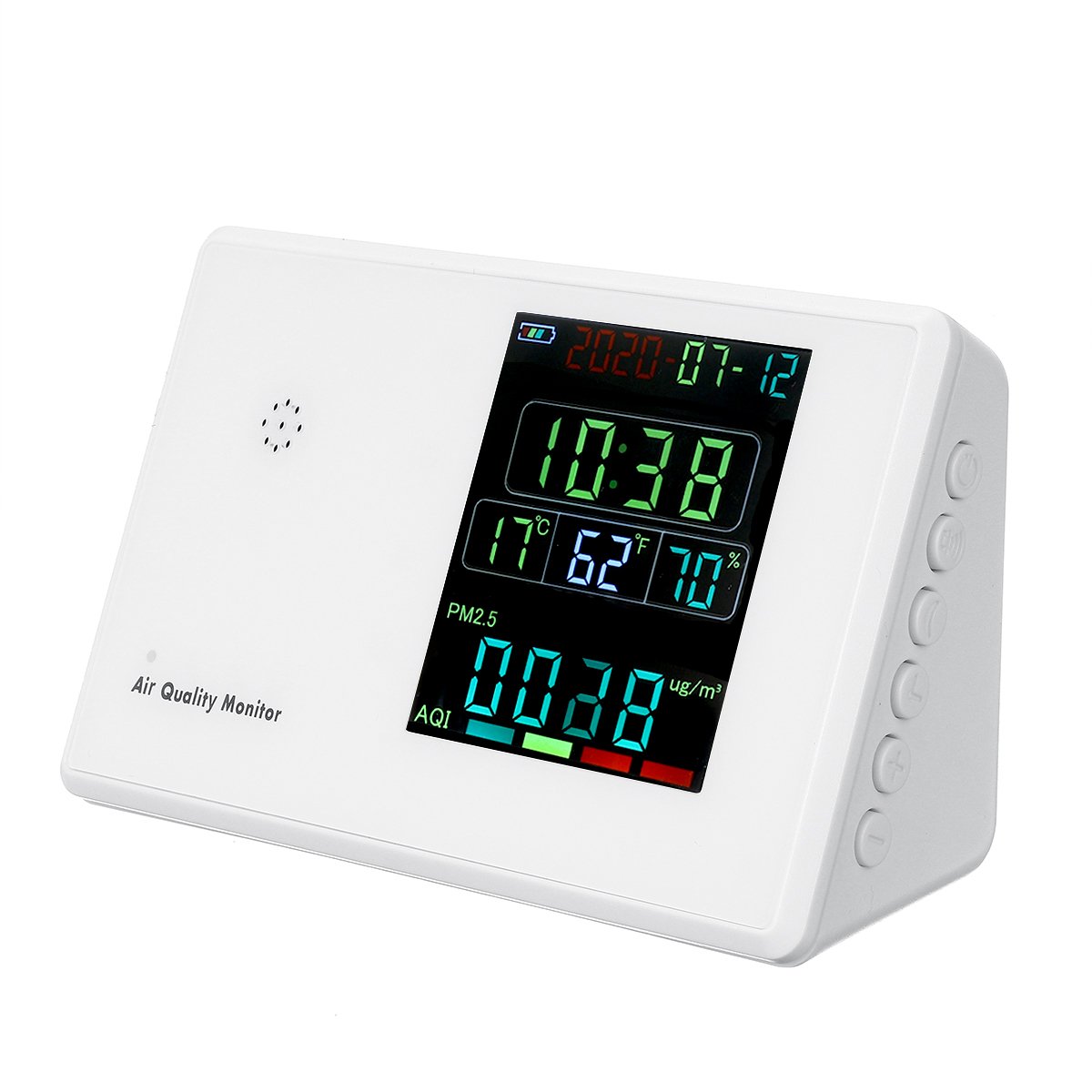 LCD Display Air Quality Detector Portable HCHO TVOC CO2 PM2.5 PM10 Tester Thermo-hygrometer Alarm Cl