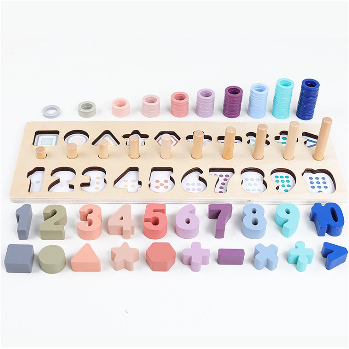 Baby Montessori Math Toys Digital Shape Pairing Counting Board Kids Baby Children Educational Wooden