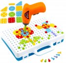 144pcs Kid's Electric Drill Power Tool Screw Driver Drill Toys Construction Drill Toys DIY Education
