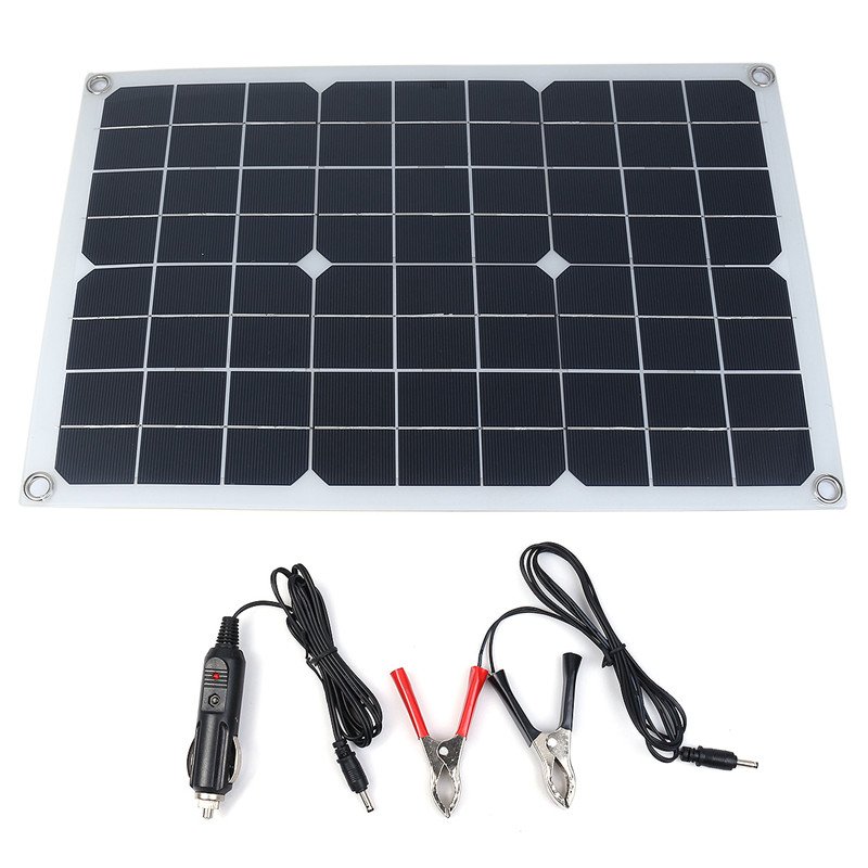 True 20W Solar Panel 12V/5V DC USB Solar Power Panel 4 Heads Monocrystalline