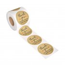 500PCS Thank You Stickers Roll Kraft Paper 1inch Round Sealing Commercial Labels
