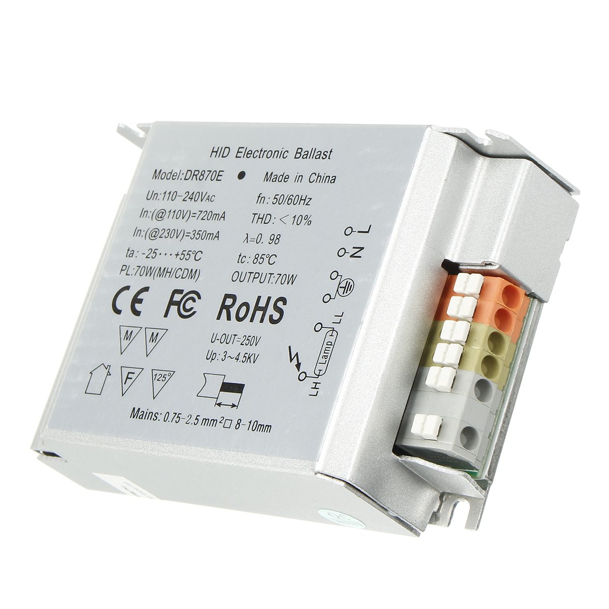 70W AC 110V-240V Electronic Ballast for Quartz & Ceramic Metal Halide Lamp & High Pressure Mercury L