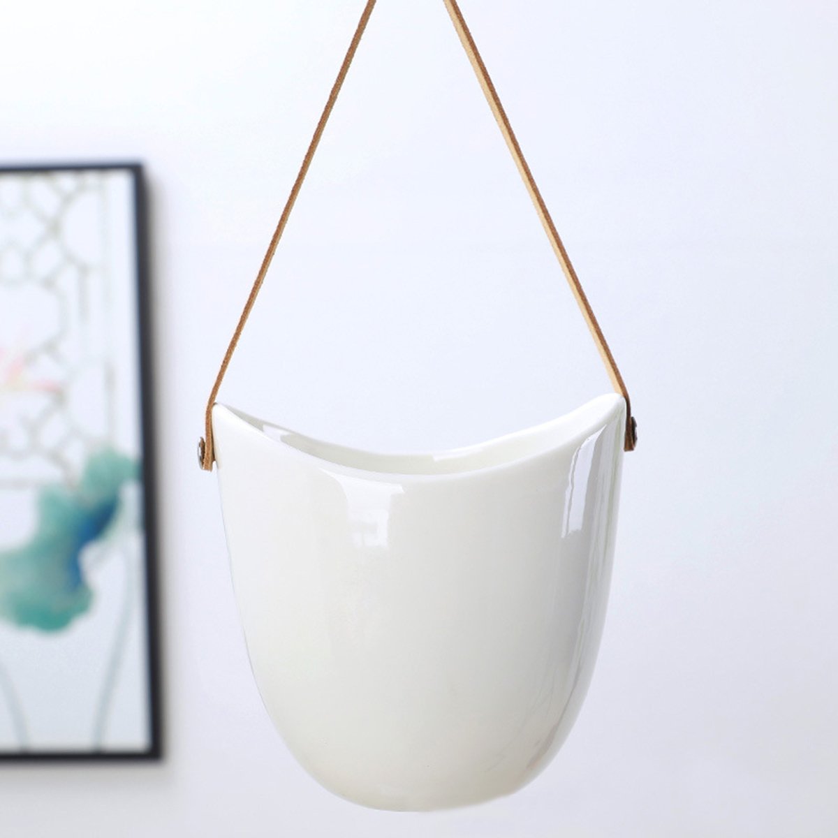 Hanging Rope Ceramic Flower Succulent Pot Planter Vase Home Garden Plant Pot Decor
