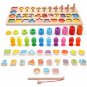 Wooden Toys Rings Montessori Math Toys Counting Fishing Board Child Kids Preschool Educational Learn