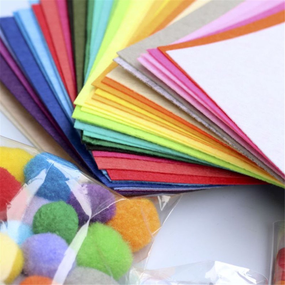 40Pcs 15x15cm Non-Woven Felt Fabric Polyester Cloth Felt Fabric DIY Bundle for Sewing Doll Handmade 