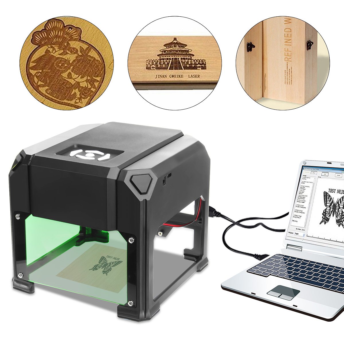 3000MW USB Laser Engraving Cutting Machine DIY Logo Printer CNC Engraver Desktop