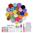 24 Color DIY Wool Felt Kit Needles Tool Set Handmade Needle Felting Mat Starter Fabric Sewing Kit fo