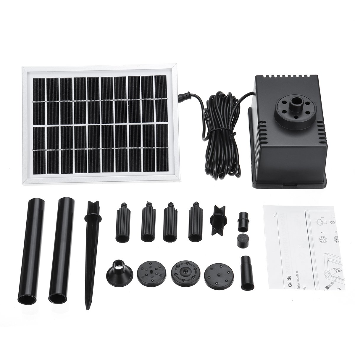 180L/H Solar Fountain Pump Kit Free Standing 2W Solar Panel Submersible Water Pump Pond Fish Tank Bi