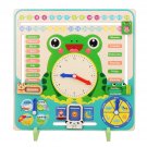 Kids Wooden Frog Clock Calendar Date Weather Board Learning Educational Toys