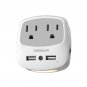 Multi US Plug Outlet Extender with 2 USB Wall Charger and Night Light for Cruise Ship Travel Power A