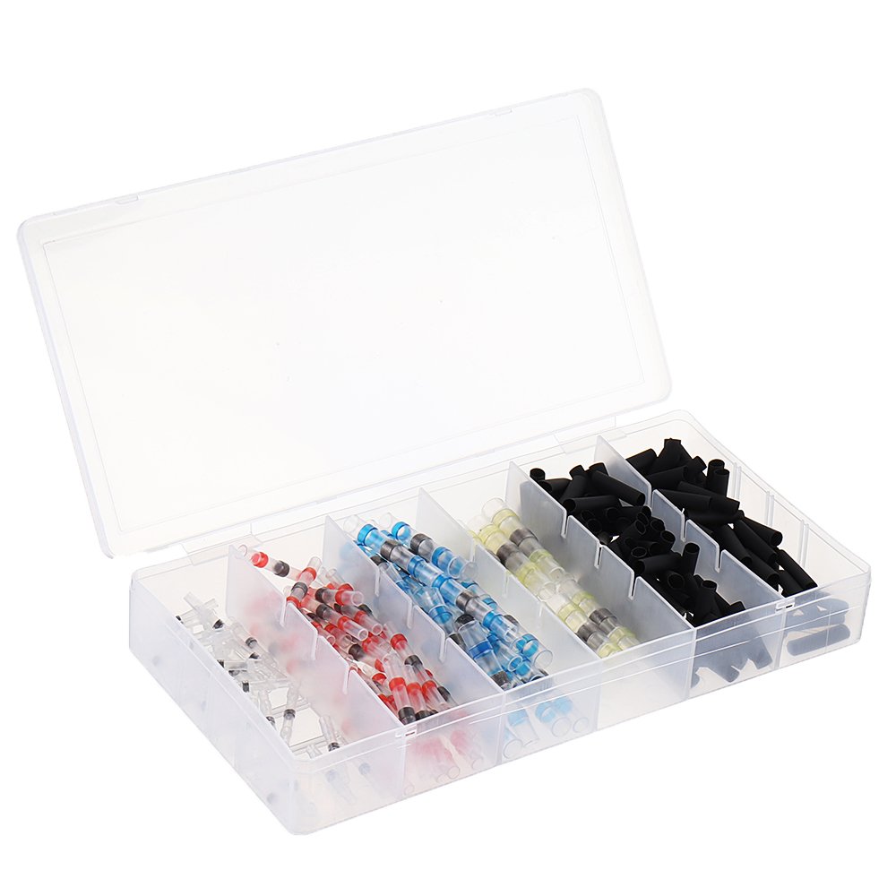 Excellway 250PCS Solder Seal Wire Connectors Waterproof Heat Shrink Butt Connectors Solder Ring Rerm