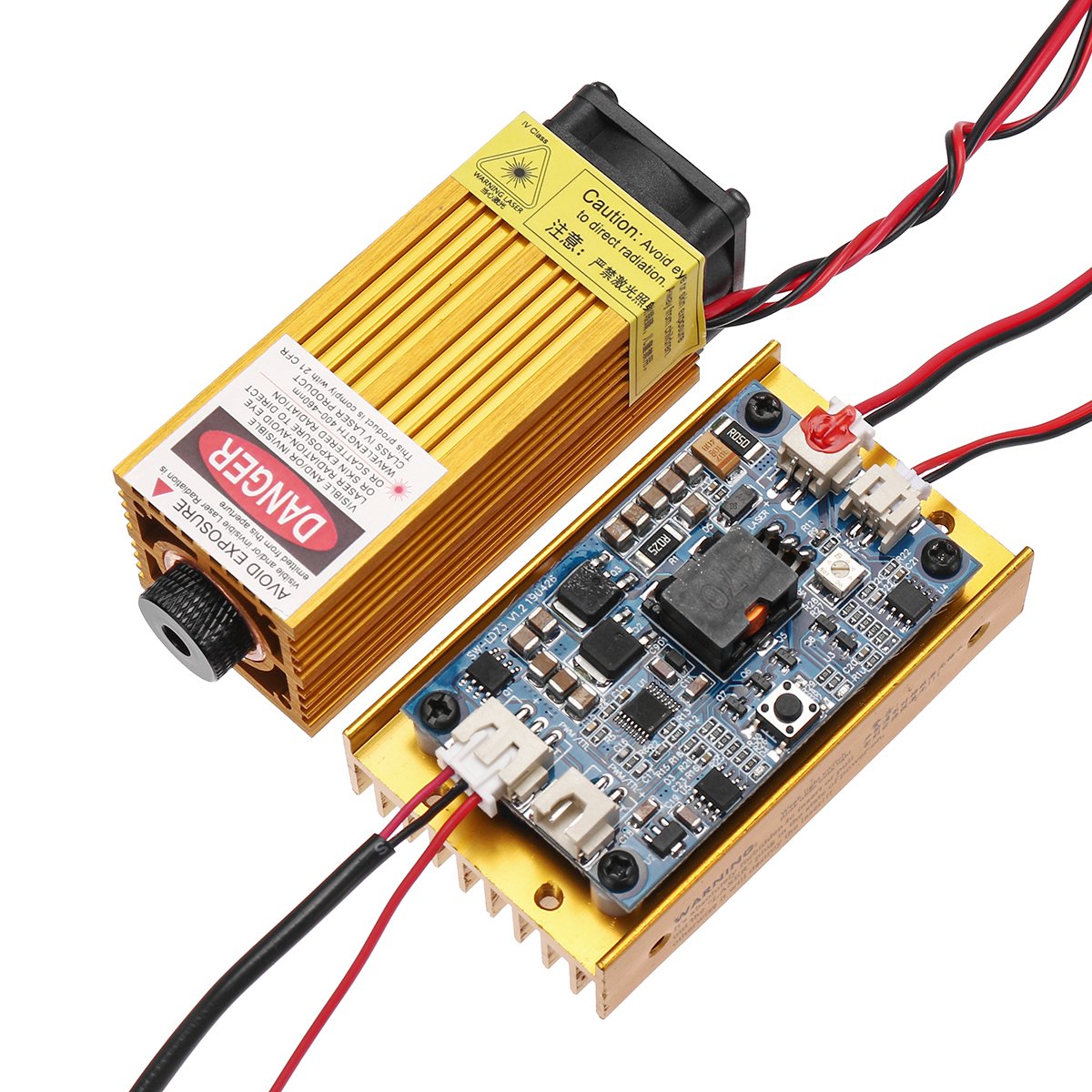 445nm 5W Blue Laser Module Various Focus TTL&PWM Modulation w/ Heat Sink Controller Board 2.54-3P+2P