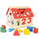 Wooden Digital House Detachable Digital Shape Matching Blocks House Kid's Child's Early Educational 