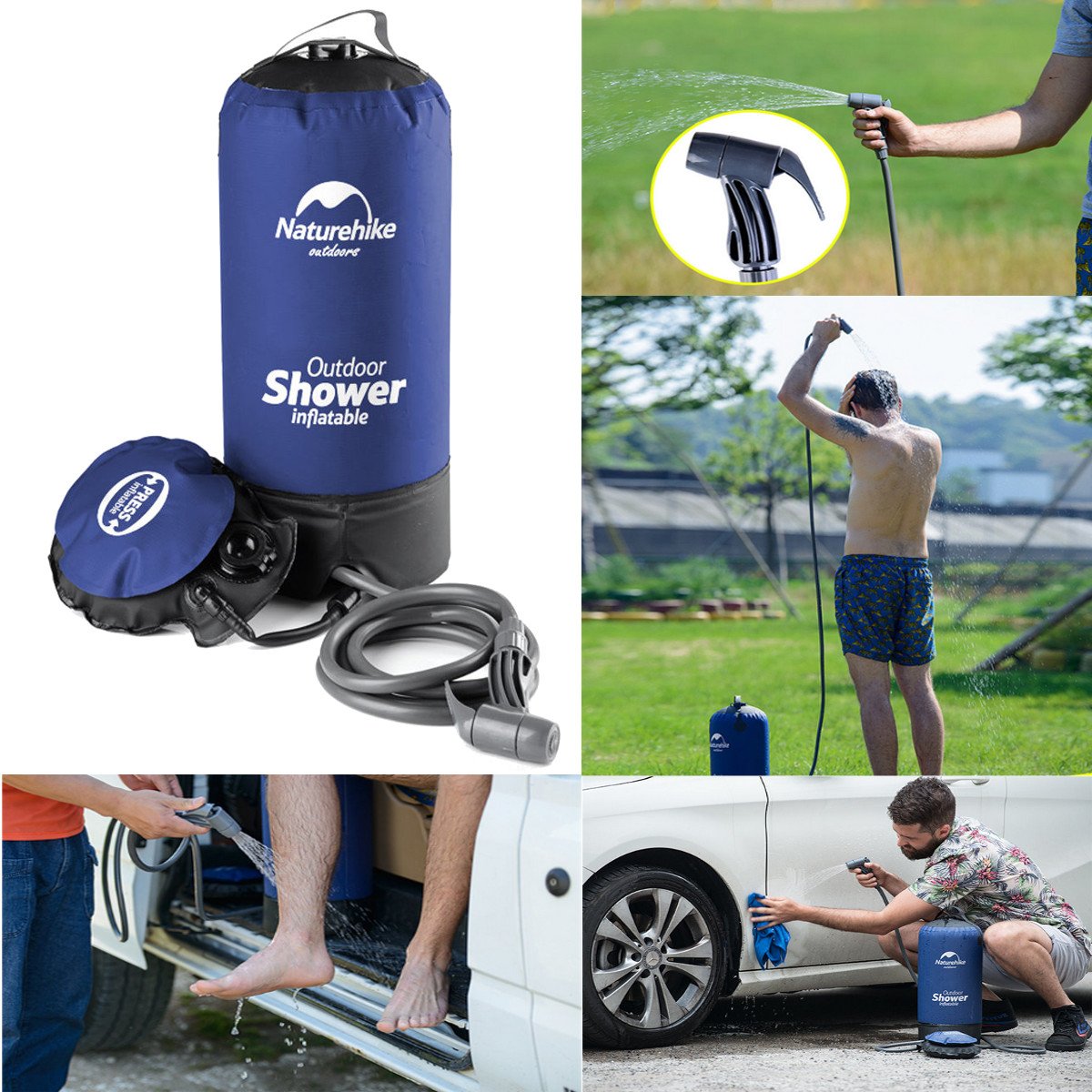 12L Portable Inflatable Outdoor Shower Bag Folding Barrel Camping Water