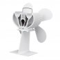 4 Blade Heat Powered Wood Stove Fan White For Wood Burner Fireplace Eco Fan