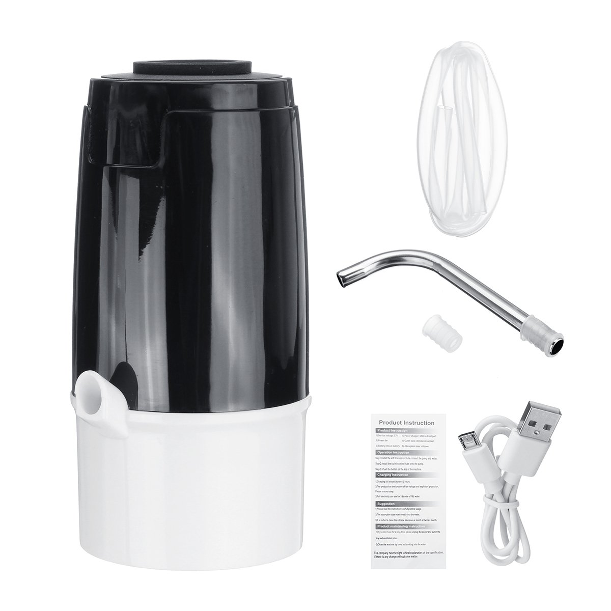 Portable Electric Water Pump Dispenser USB Charging BPA Free Gallon Water Bottle Pump Built-in 1200m