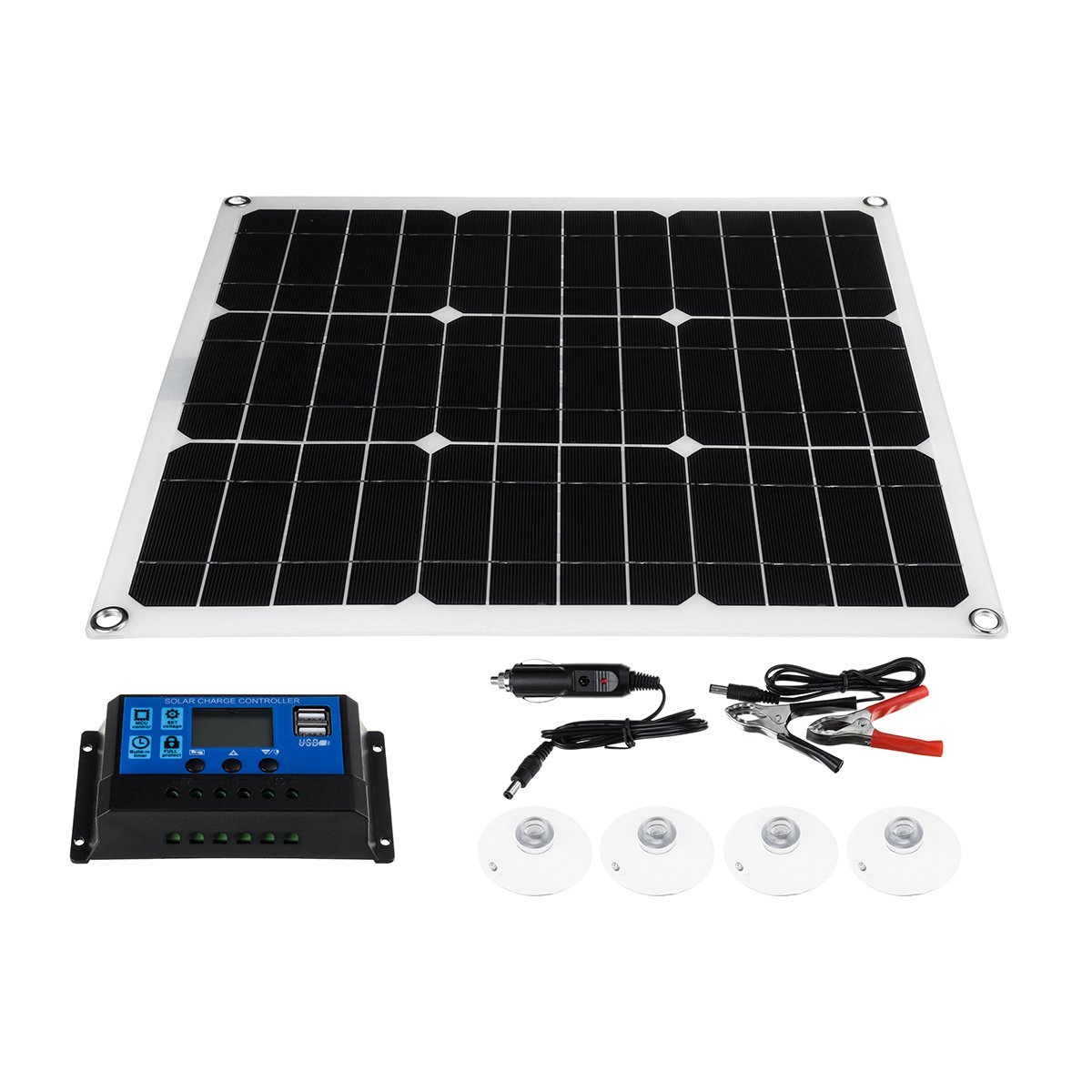 60W 18V Dual USB Solar Panel Battery Charger Monocrystal Solar Power Panel with 40A Solar Controller