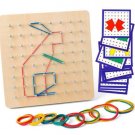 Wooden Montessori Nail Geoboard with Cards Math Learning Education Kids Toys