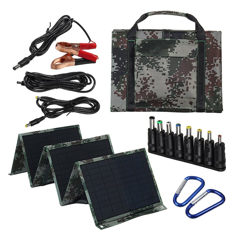 60W 5V/12V High Efficiency Foldable Solar Panel Charger with Dual USB Port