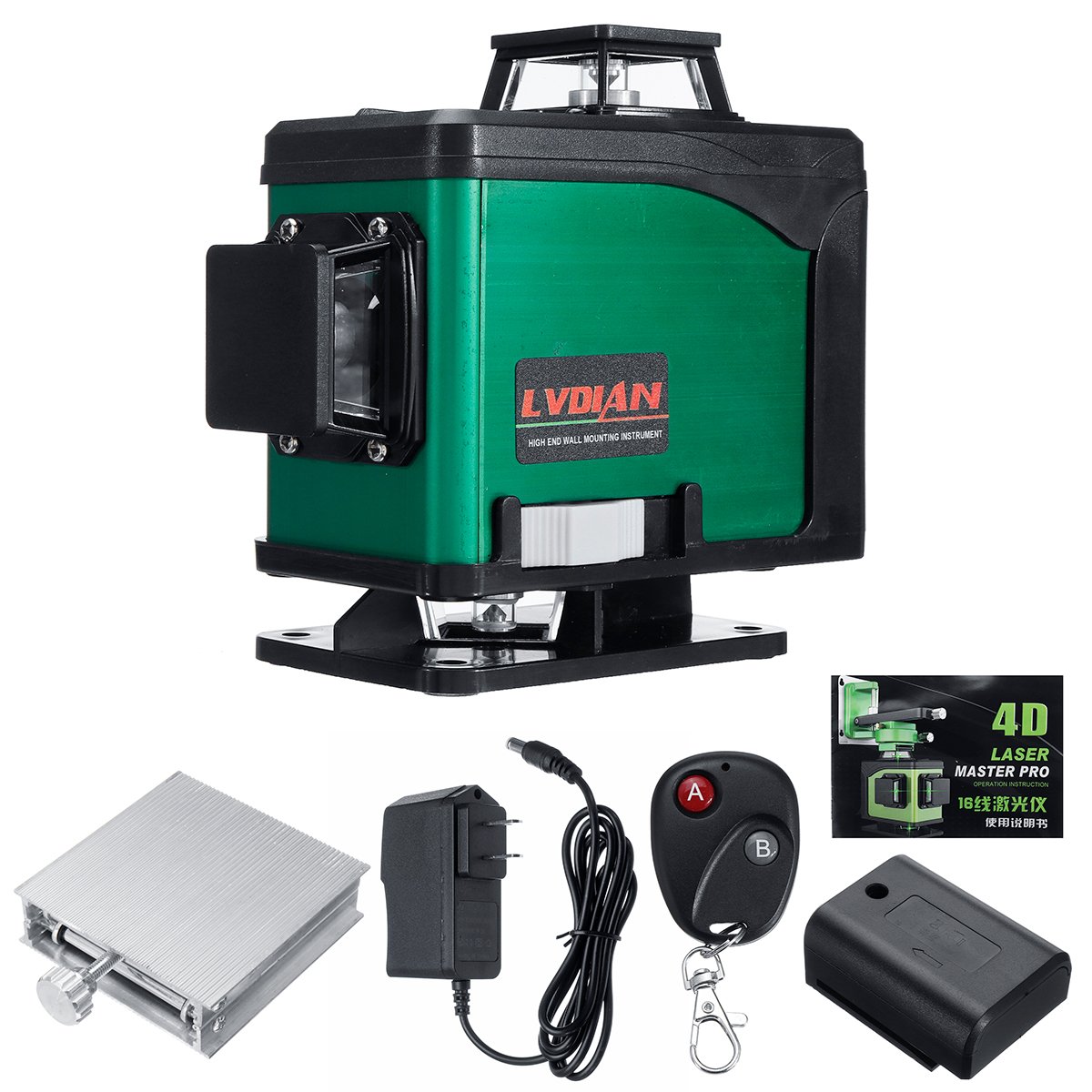 4D 16 Lines Laser Level Green Light Auto Self Leveling 360 Rotary Cross Measure