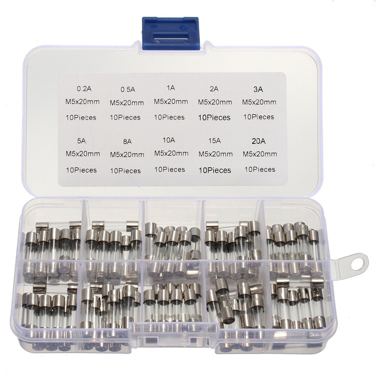 100Pcs/ Box 5x20MM Small Size Mini Glass Fuse Tube Vehicle Fuse
