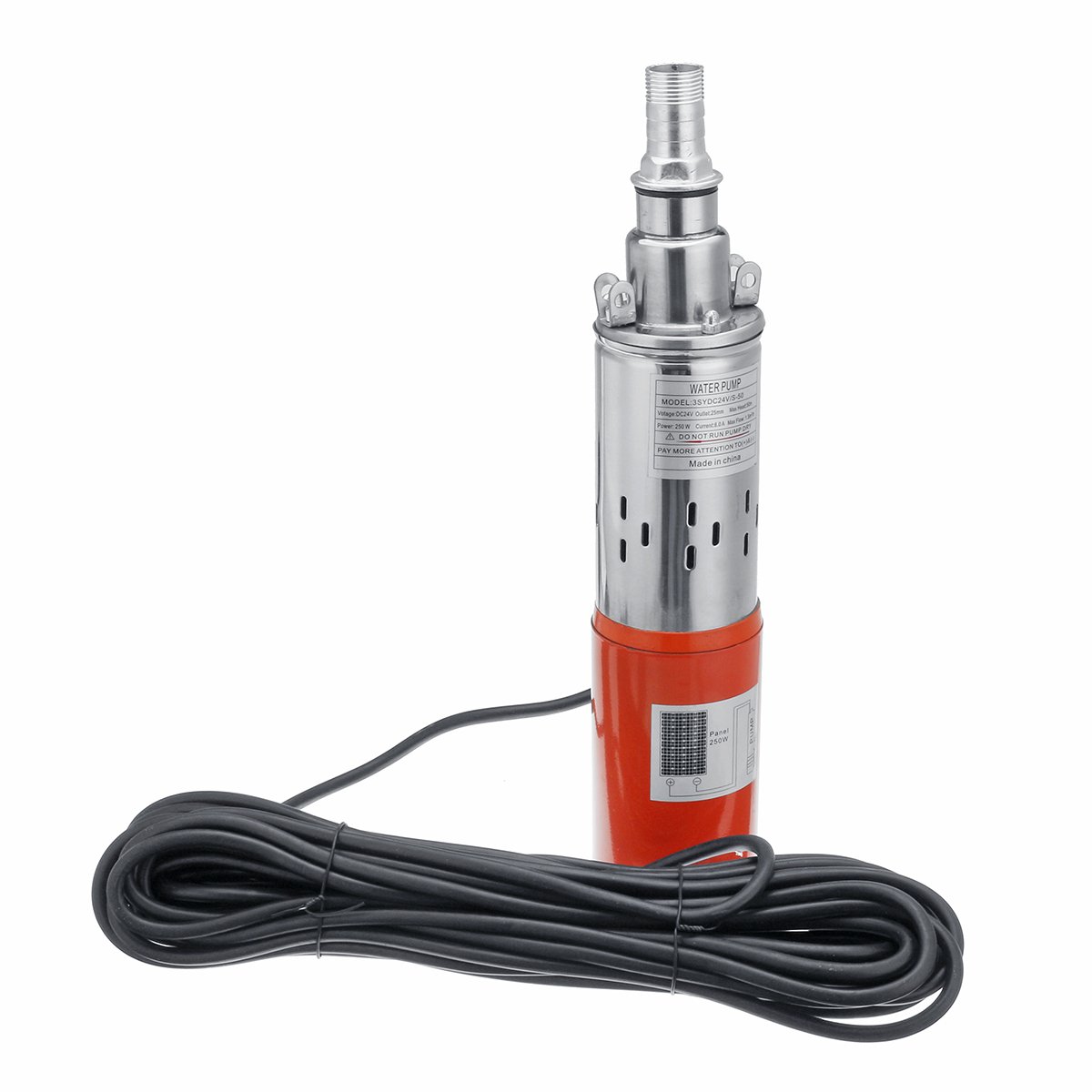 DC 24V 1.5m/h 250W Submersible Solar Pump Screw Water Deep Well Hole Farm Agriculture Irrigation