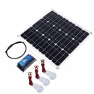 30W Monocrystalline Solar Panel Kit 10A USB Solar Controller With 3Pcs 5W Light Bulb
