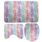 3Pcs /Set Washable Anti-Slip Bathroom Mats Set Shower Floor Toilet Rug Carpet Unicorn