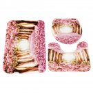 3Pcs/Set Sakura Pattern Home Bathroom Non-Slip Pedestal Rug Lid Toilet Cover Bath Mat Carpet Pad