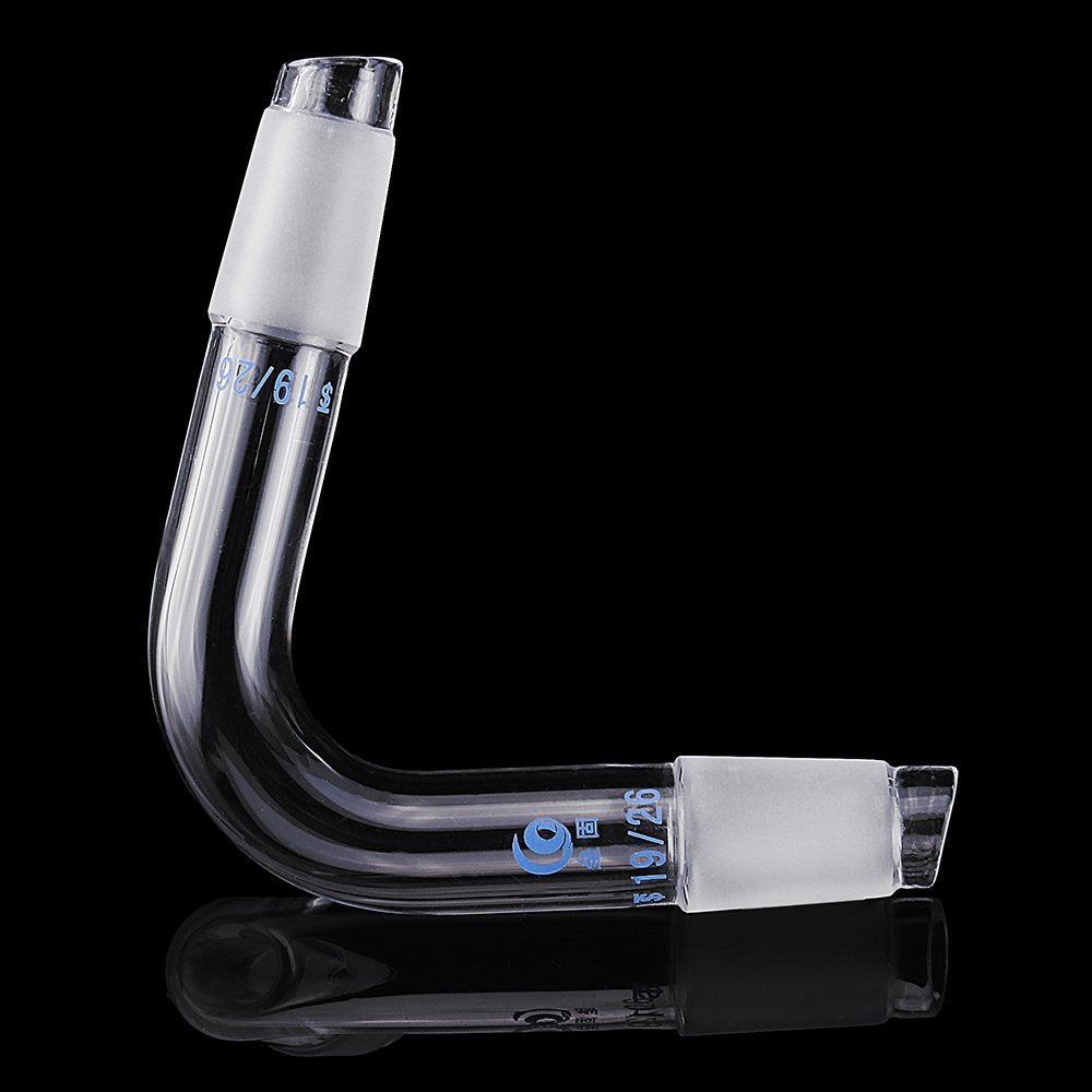 19/26 75 Degree Borosilicate Glass Distillation Adapter Connector Distilling Tube w/ Standard Ground