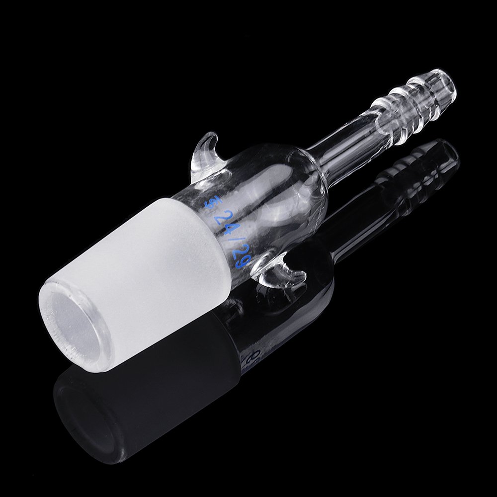24/29 Glass Straight Vacuum Adapter Air Exhaust Connector Two Sides Ears Ground Joint to Hose Connec