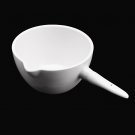 100ml Ceramic Crucible Basin Refractory Casserole Container Dish w/ Handle Flat Bottom Melting Casti