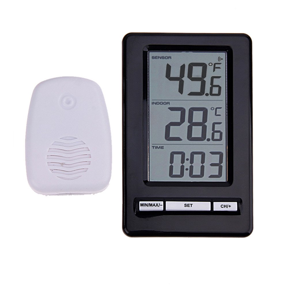 DANIU TS-WS-47 Wireless Digital Thermometer Indoor Outdoor Temperature Meter Time Display Clock Tabl