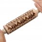 Christmas Elk Print Rolling Pin Engraved Rolling Pin Wooden Embossing Embossed Baking Tools