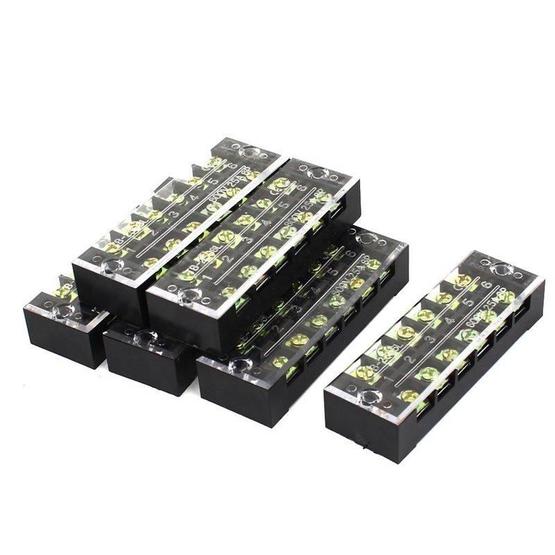 Excellway TB-2506 600V 25A 6 Position Terminal Block Barrier Strip Dual Row Screw Block Covered W/ R