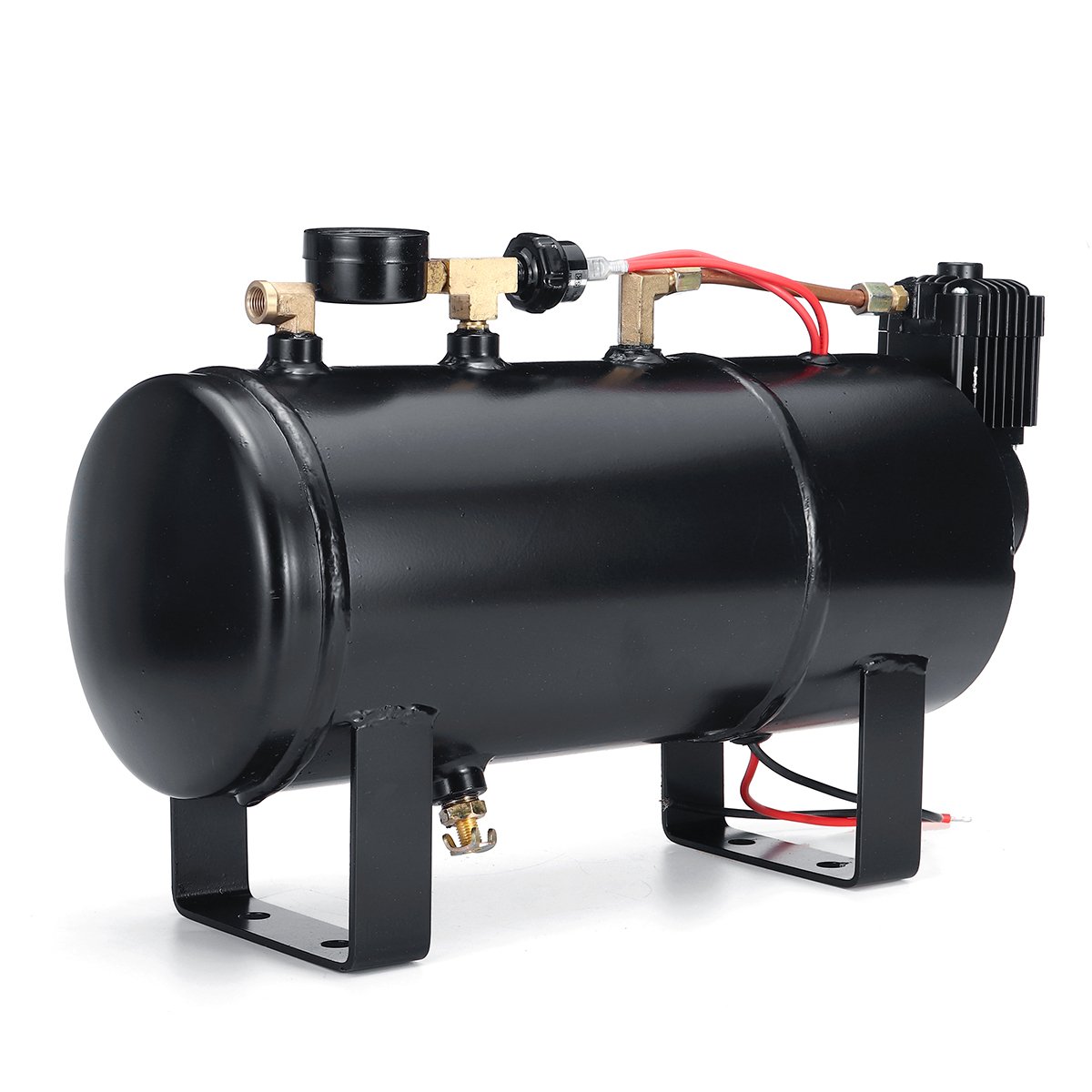 180 PSI 12V Heavy Duty Air Compressor Vehicile Tire Inflator with Pressure Gauge 4L Horn Tank Kit fo