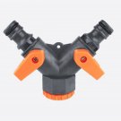 2 Way Garden Hose Splitter Tap Connector Y-Type Adaptor Two Outlet Shut Off