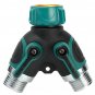 3/4 Inch 2 Way Y Type Garden Hose Splitter Connector Zinc Alloy Shut Off Tap