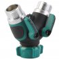 3/4 Inch 2 Way Y Type Garden Hose Splitter Connector Zinc Alloy Shut Off Tap