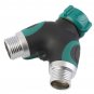 3/4 Inch 2 Way Y Type Garden Hose Splitter Connector Zinc Alloy Shut Off Tap