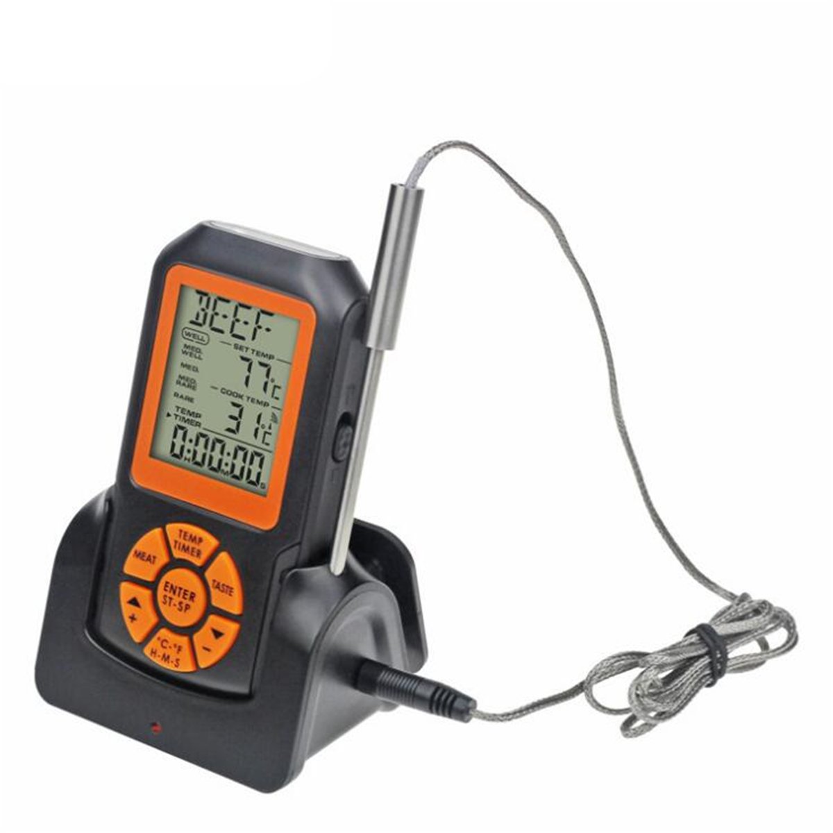 BBQ Thermometer Wireless Remote Digital Meat Thermometer with Probe for Cooking Smoker Kitchen Oven 