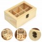 6 Compartments Wooden Tea Bag Jewelry Organizer Chest Storage Box Glass Top Log
