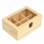 6 Compartments Wooden Tea Bag Jewelry Organizer Chest Storage Box Glass Top Log