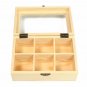 6 Compartments Wooden Tea Bag Jewelry Organizer Chest Storage Box Glass Top Log